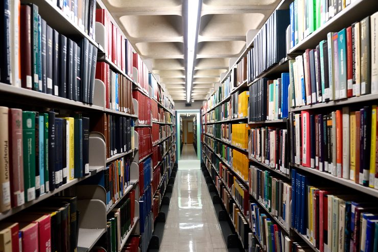 Milton S. Eisenhower Library stacks.