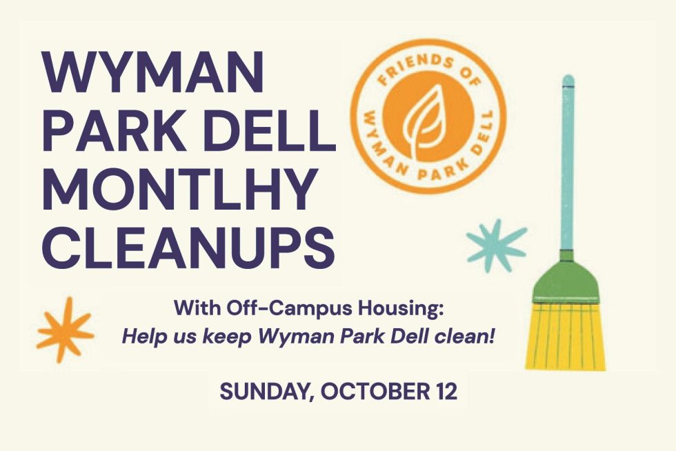 Flyer for Wyman Park Dell Monthly Clean-Up.